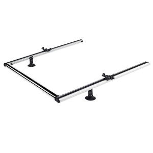 2 soportes rulo extensibles de aluminio Cruz + rulo inox 80 cm