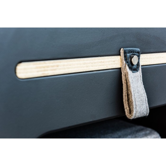 Cajón extraible izquierdo para almacenaje con balda y bol plegable