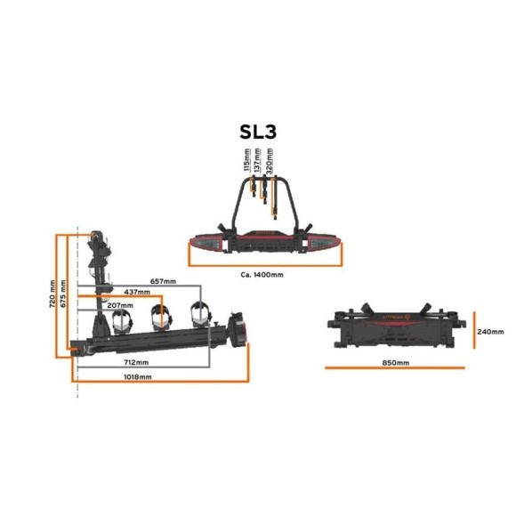 Portabicis bola extensible SpinderSL3 + adaptador para 4 bicis